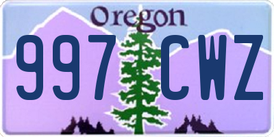 OR license plate 997CWZ