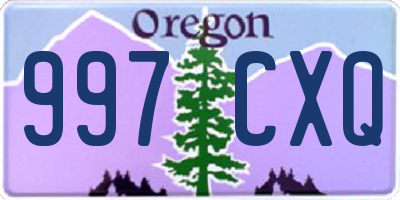 OR license plate 997CXQ