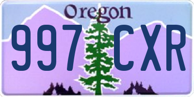 OR license plate 997CXR