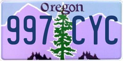 OR license plate 997CYC