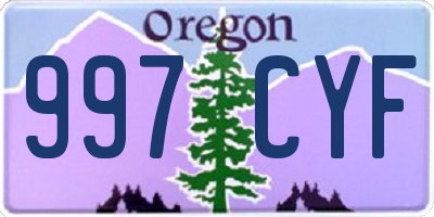 OR license plate 997CYF