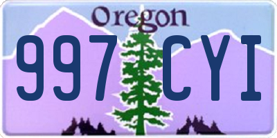 OR license plate 997CYI