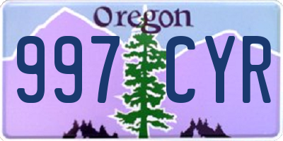 OR license plate 997CYR