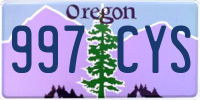 OR license plate 997CYS