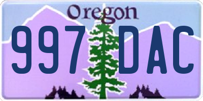 OR license plate 997DAC