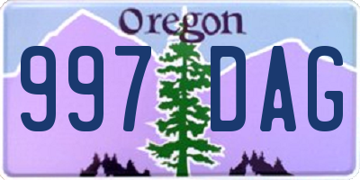 OR license plate 997DAG