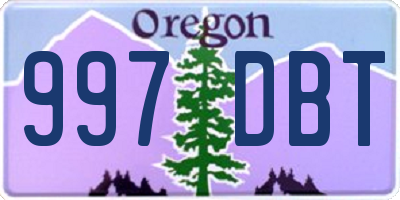 OR license plate 997DBT