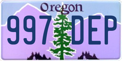 OR license plate 997DEP