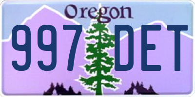 OR license plate 997DET
