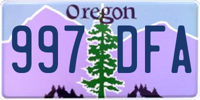 OR license plate 997DFA