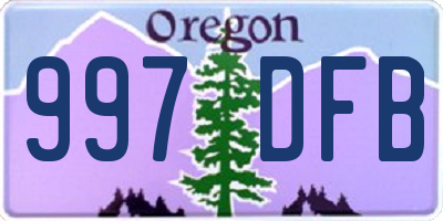 OR license plate 997DFB