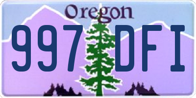 OR license plate 997DFI