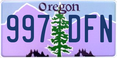 OR license plate 997DFN
