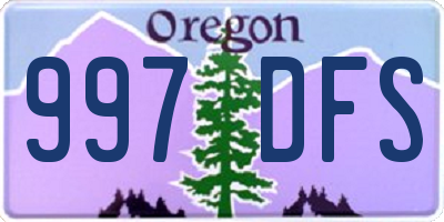 OR license plate 997DFS