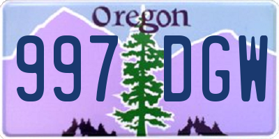 OR license plate 997DGW