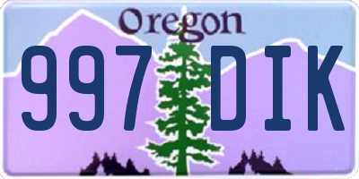 OR license plate 997DIK