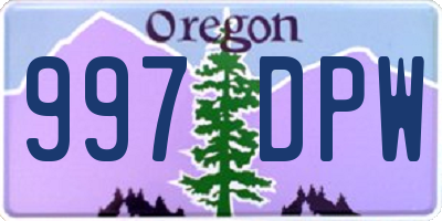 OR license plate 997DPW
