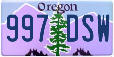 OR license plate 997DSW