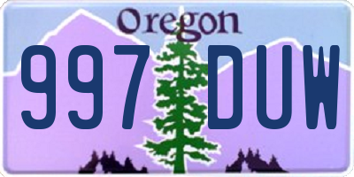 OR license plate 997DUW