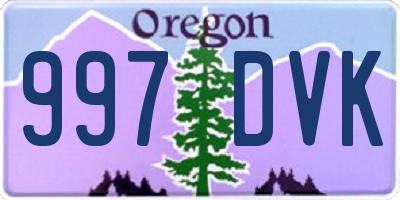 OR license plate 997DVK