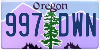 OR license plate 997DWN