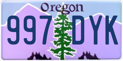 OR license plate 997DYK