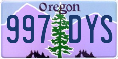 OR license plate 997DYS