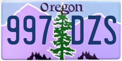 OR license plate 997DZS