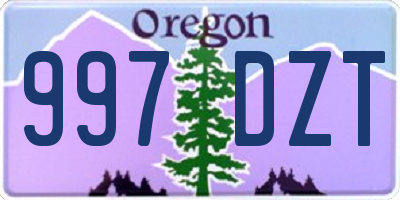 OR license plate 997DZT