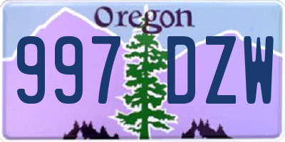 OR license plate 997DZW