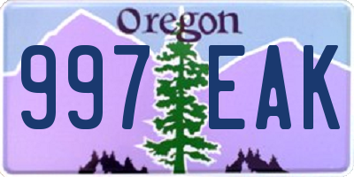 OR license plate 997EAK