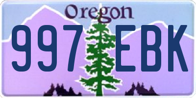 OR license plate 997EBK