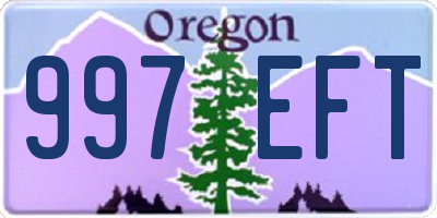 OR license plate 997EFT