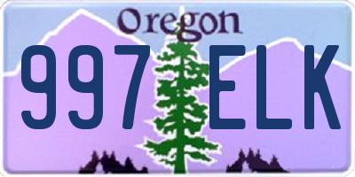 OR license plate 997ELK