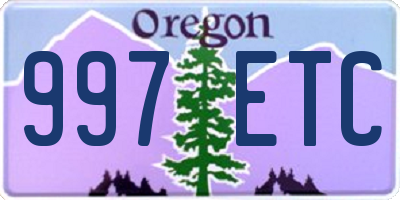 OR license plate 997ETC