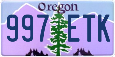 OR license plate 997ETK