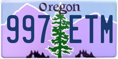 OR license plate 997ETM