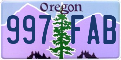 OR license plate 997FAB