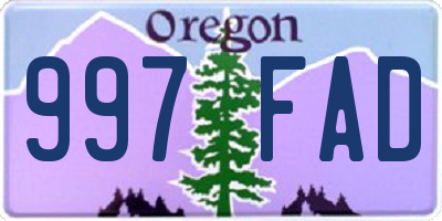 OR license plate 997FAD