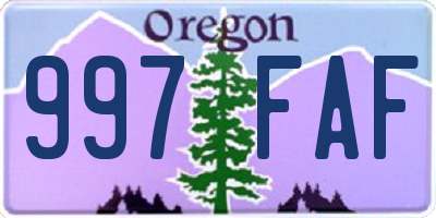 OR license plate 997FAF