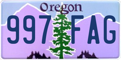 OR license plate 997FAG