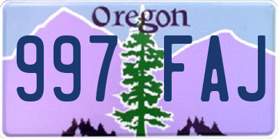 OR license plate 997FAJ