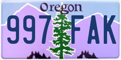 OR license plate 997FAK