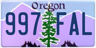 OR license plate 997FAL