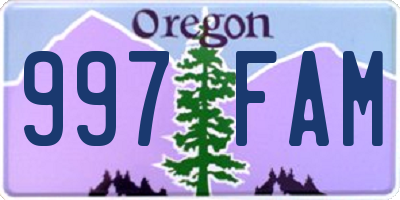 OR license plate 997FAM