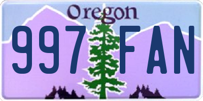 OR license plate 997FAN