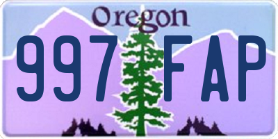 OR license plate 997FAP