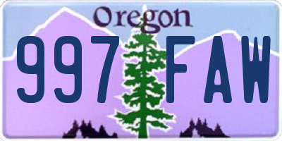 OR license plate 997FAW