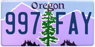 OR license plate 997FAY