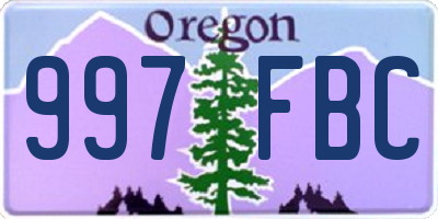 OR license plate 997FBC
